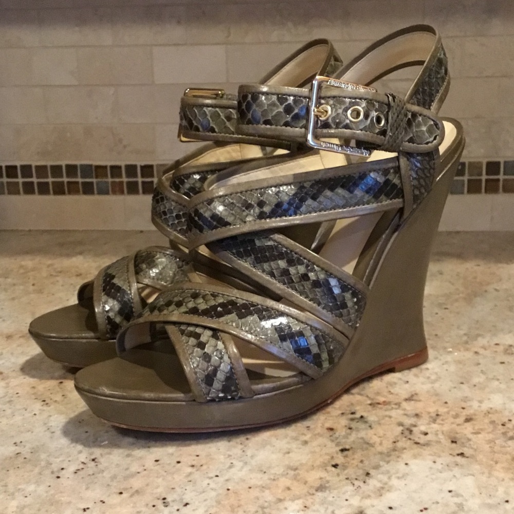 Alexandre Birman Python Leather Platform Wedge St… - image 6